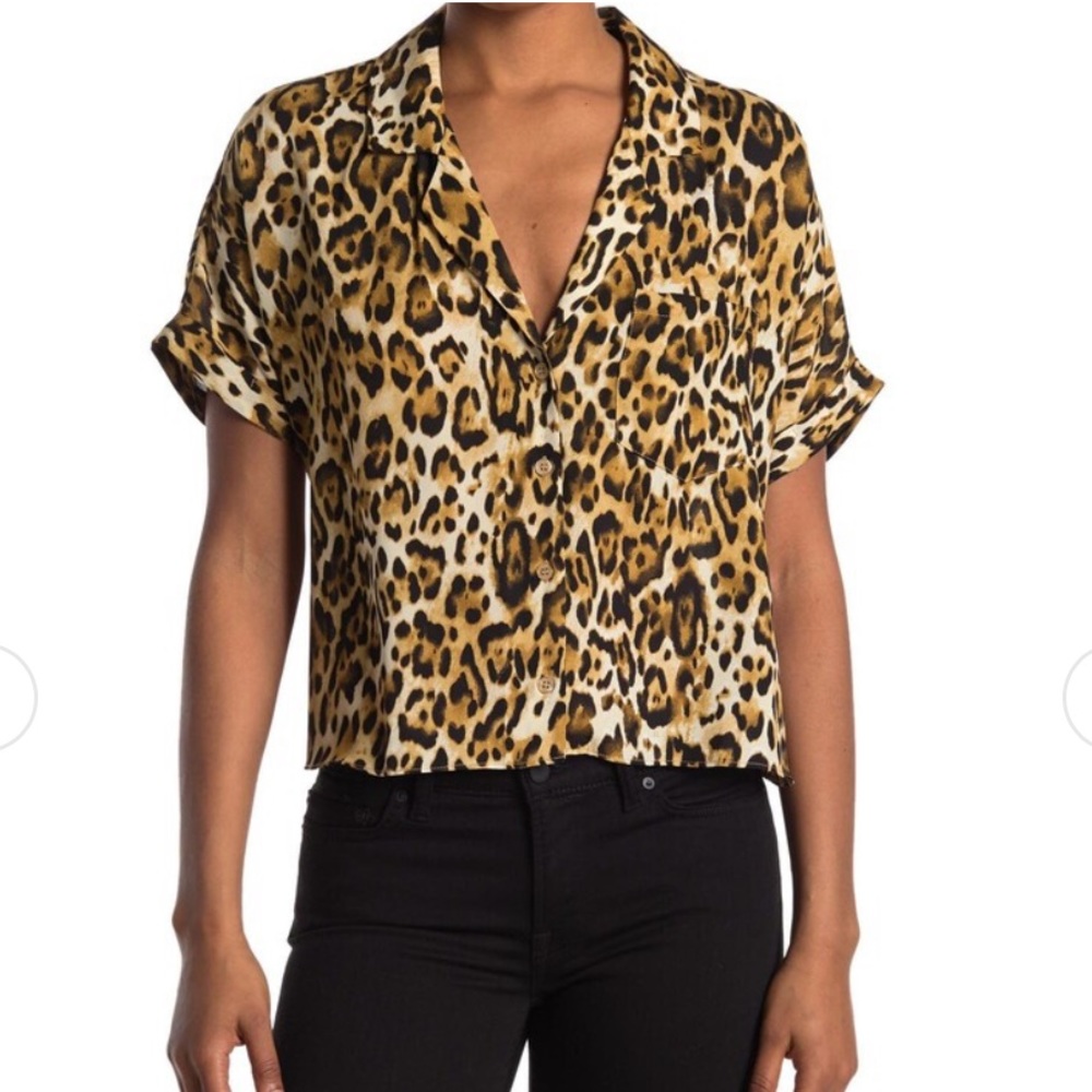 Abound Tan Leopard Camp Shirt